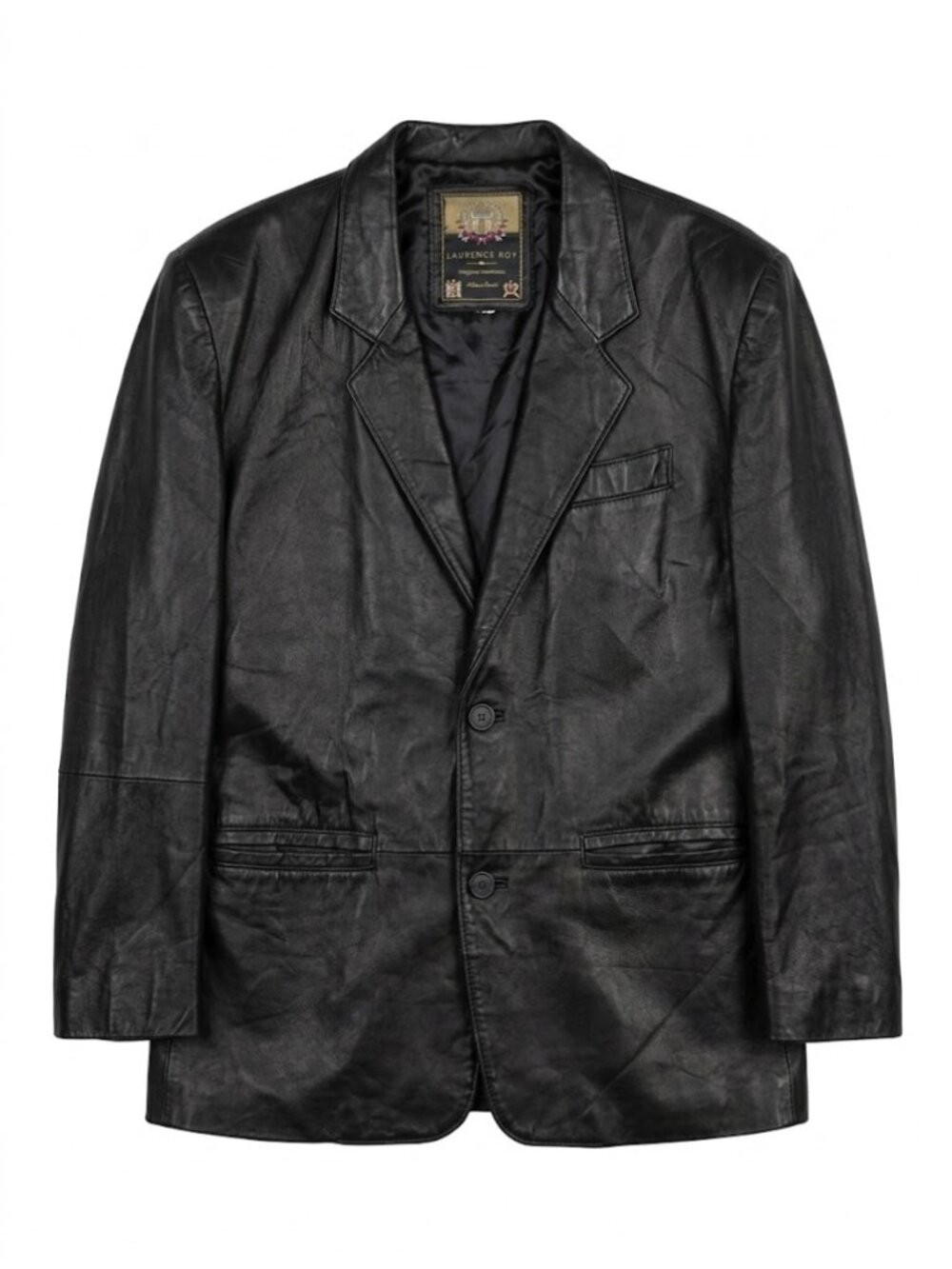 Laurence Roy Black Genuine Leather Blazer Sport Coat L - XL